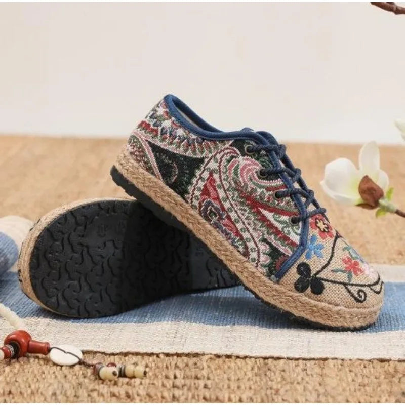 Lily | Woven Canvas Lace-Up Sneakers