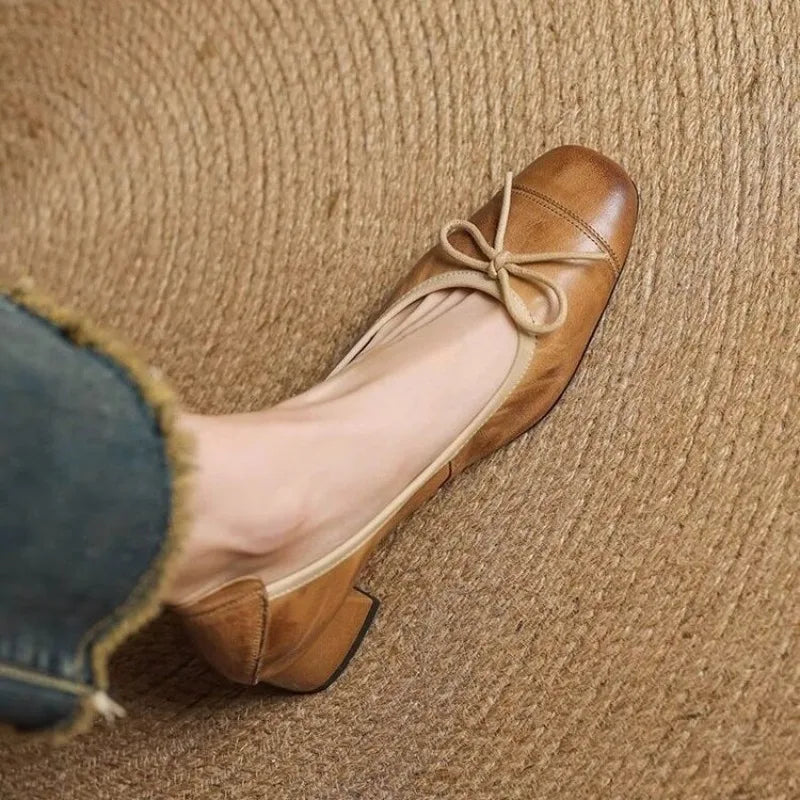 HAZEL | WOMEN'S SOFT LEATHER RETRO BOW SANDALS