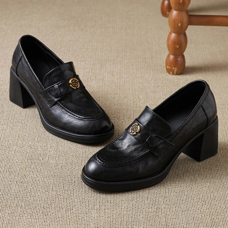 Mia | Retro Chunky Heel Loafers