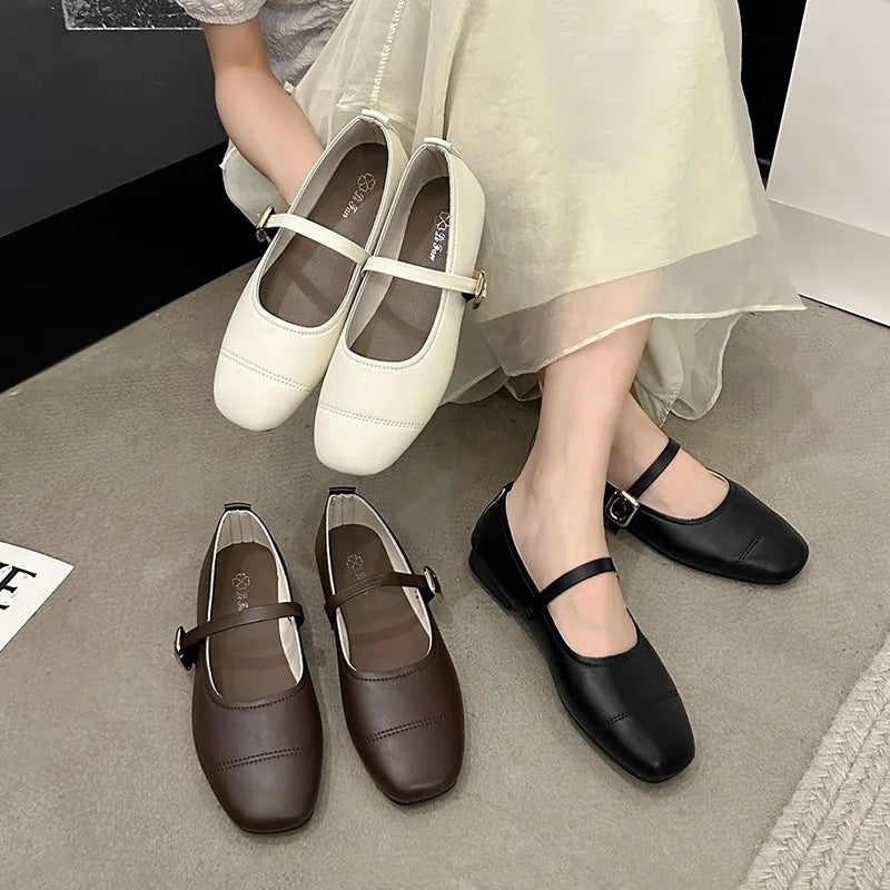 ALICE | WOMEN'S SQUARE-TOE BUCKLE CASUAL LOAFERS