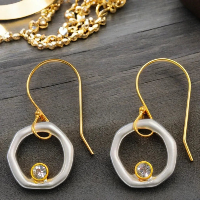 ZOE | ROUND ZIRCON DROP EARRINGS