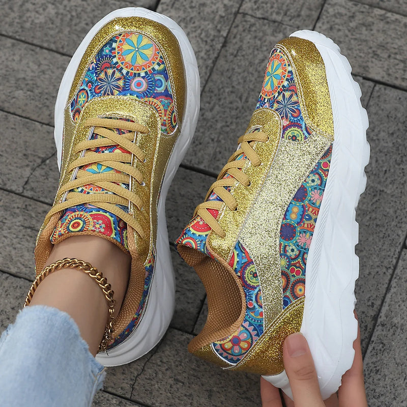 ELOISE | GLITTER PLATFORM CASUAL TRAINERS
