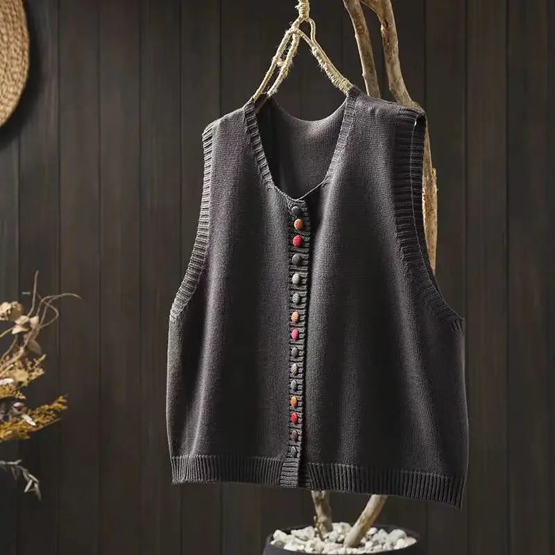 Julia | Colourful Button Knitted Vest
