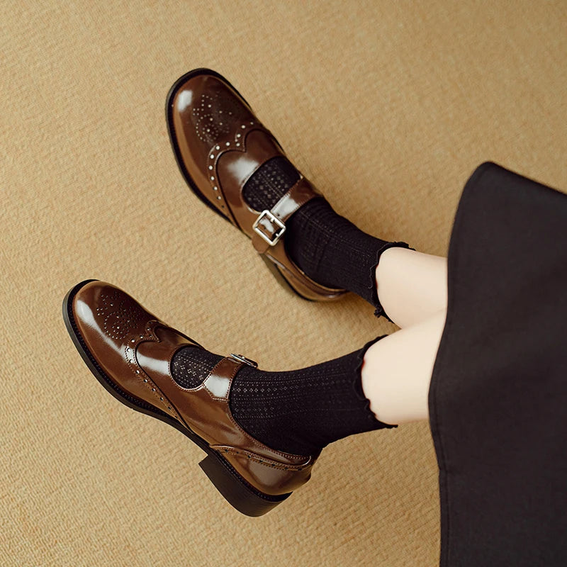 Matilda | Genuine Calf Leather Buckle Flats