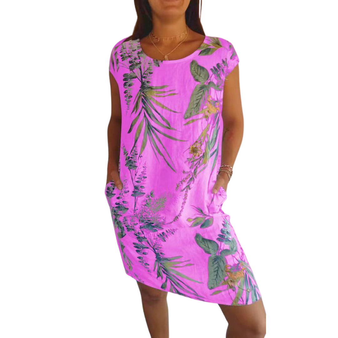 Penelope | Casual Nature Print Round Neck Dress