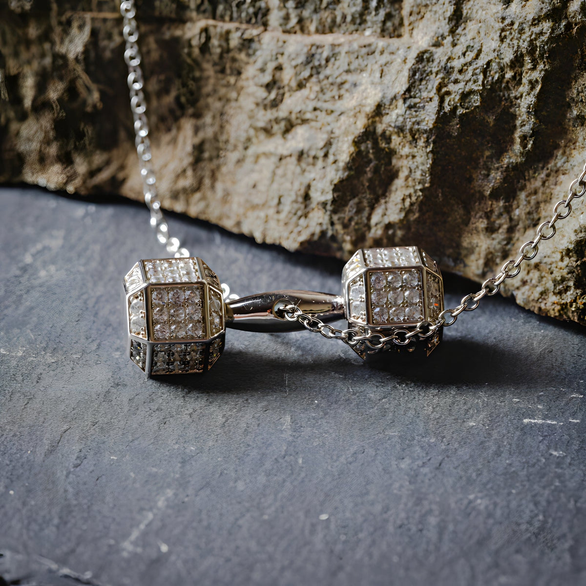 JOSEPH | 18K WHITE GOLD DUMBBELL NECKLACE