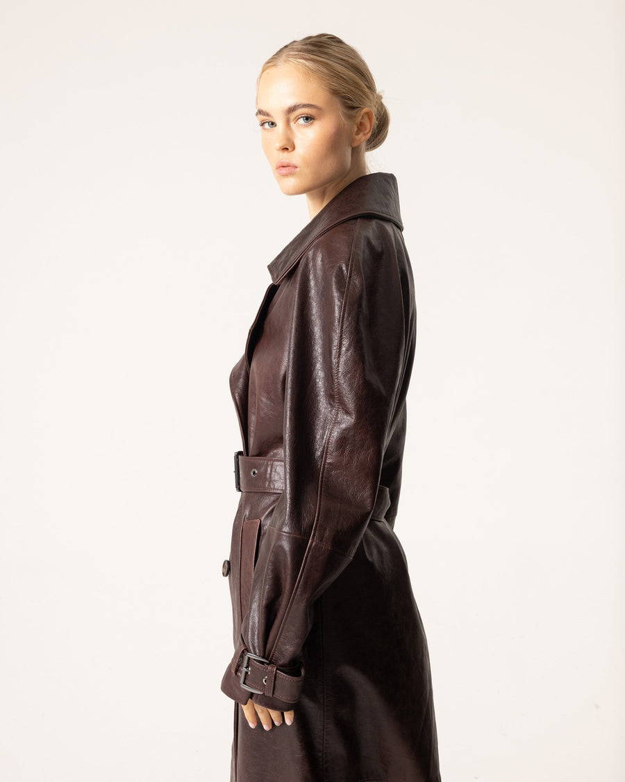 Women's Trench Coat Belted Collar Long Sleeve