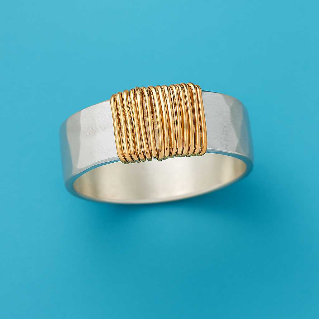 Vintage Golden Threads Silver Ring