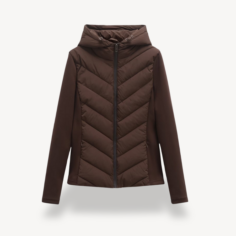 Women's Chevron Quilted Jacket with Hood