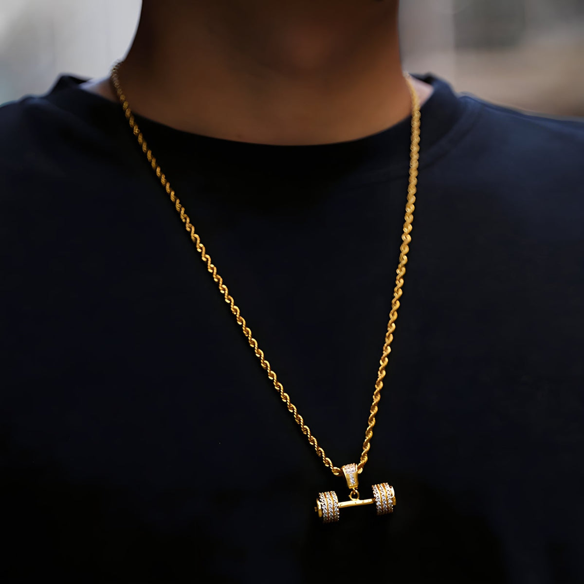 JOSHUA | DIAMOND DUMBBELL PENDANT NECKLACE