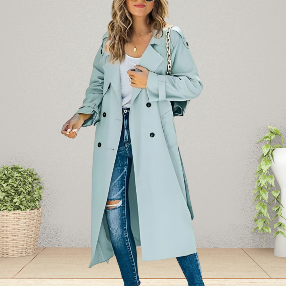 Women's Double-Breasted Trench Coat Mid-Length Regular Fit