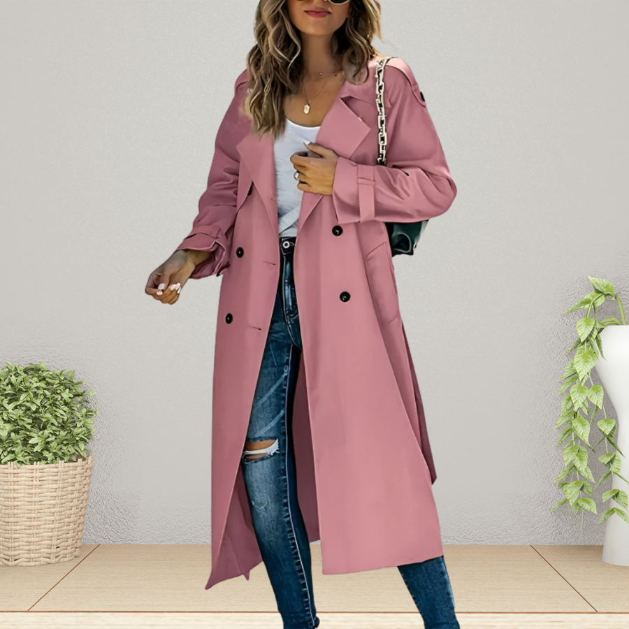 Women's Double-Breasted Trench Coat Mid-Length Regular Fit