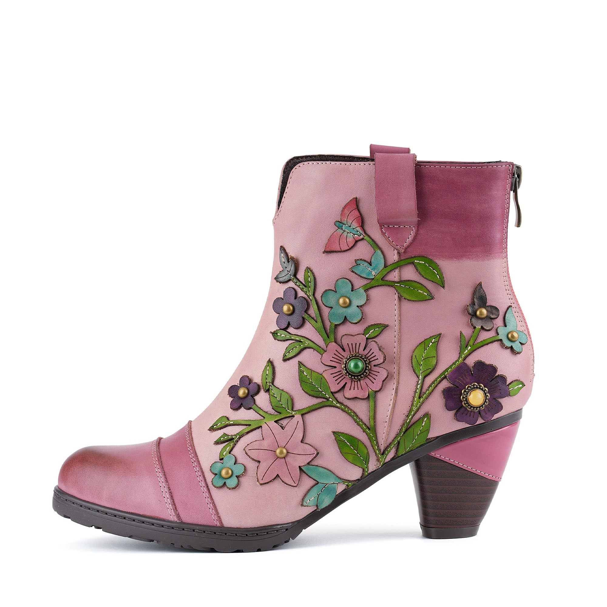 Grace Blossom Pink Ankle Boots