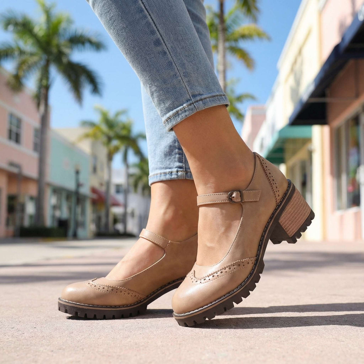 Darcy | Classic T-Strap Close Toe Heels