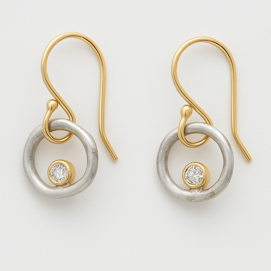 Vintage Gold & Silver Zirconia Earrings