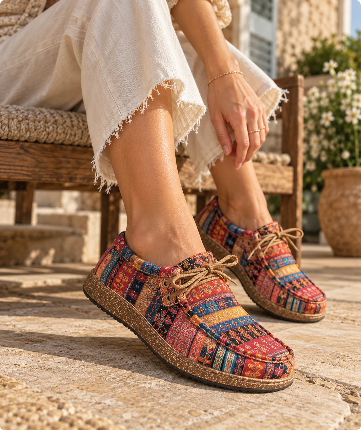 Colourful patterned Lurevela London lace-up shoes