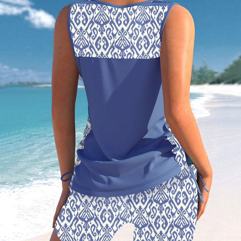 Faith | Boho Print Tankini Set with High-Waisted Shorts