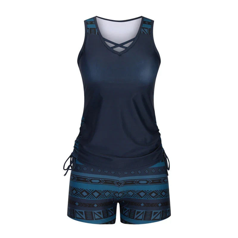 Faith | Boho Print Tankini Set with High-Waisted Shorts