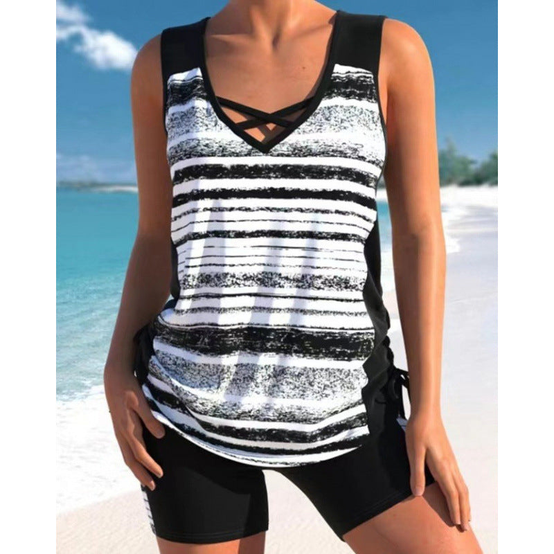 Faith | Boho Print Tankini Set with High-Waisted Shorts