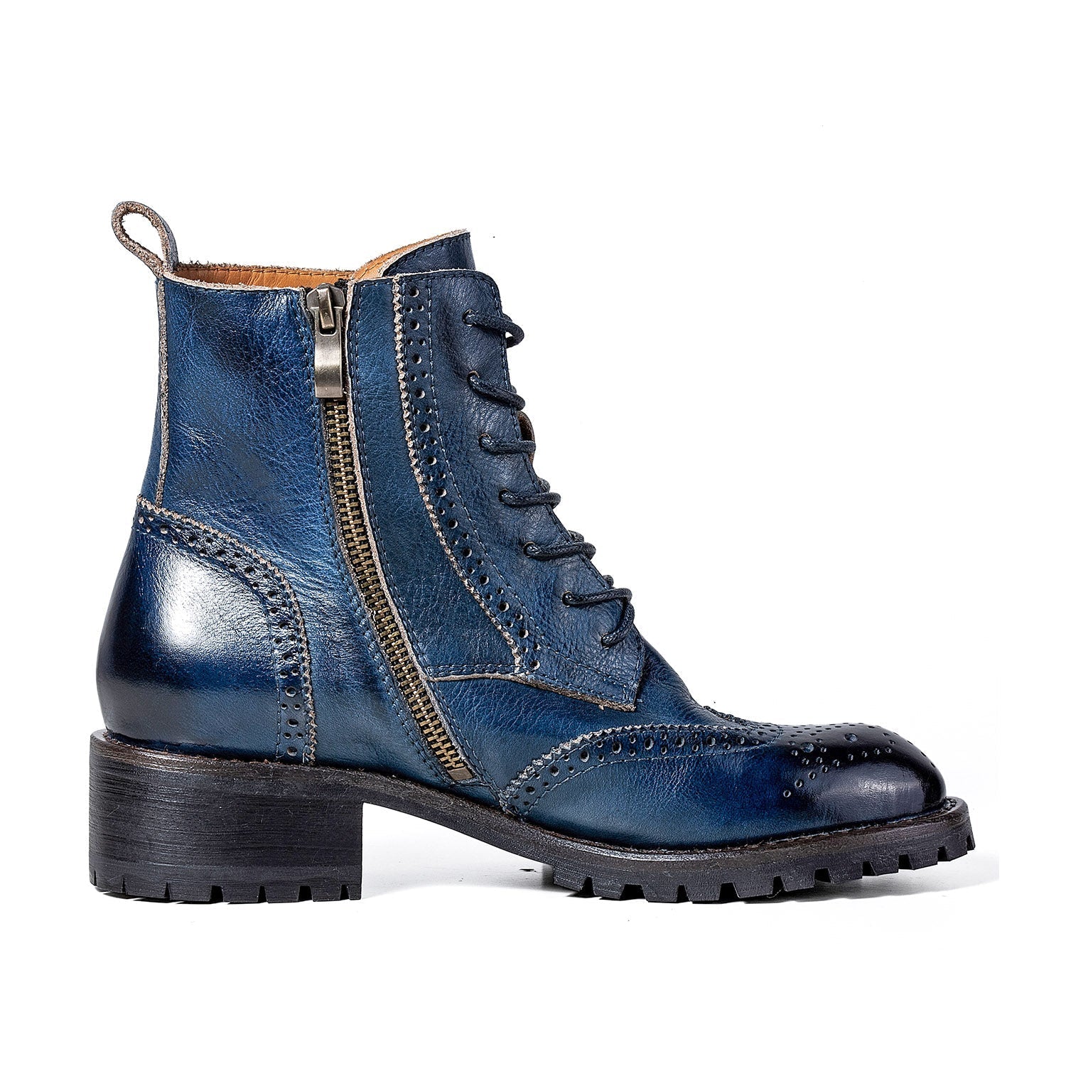 Comfortable Genuine Leather Laces Zipper Ankle Boots