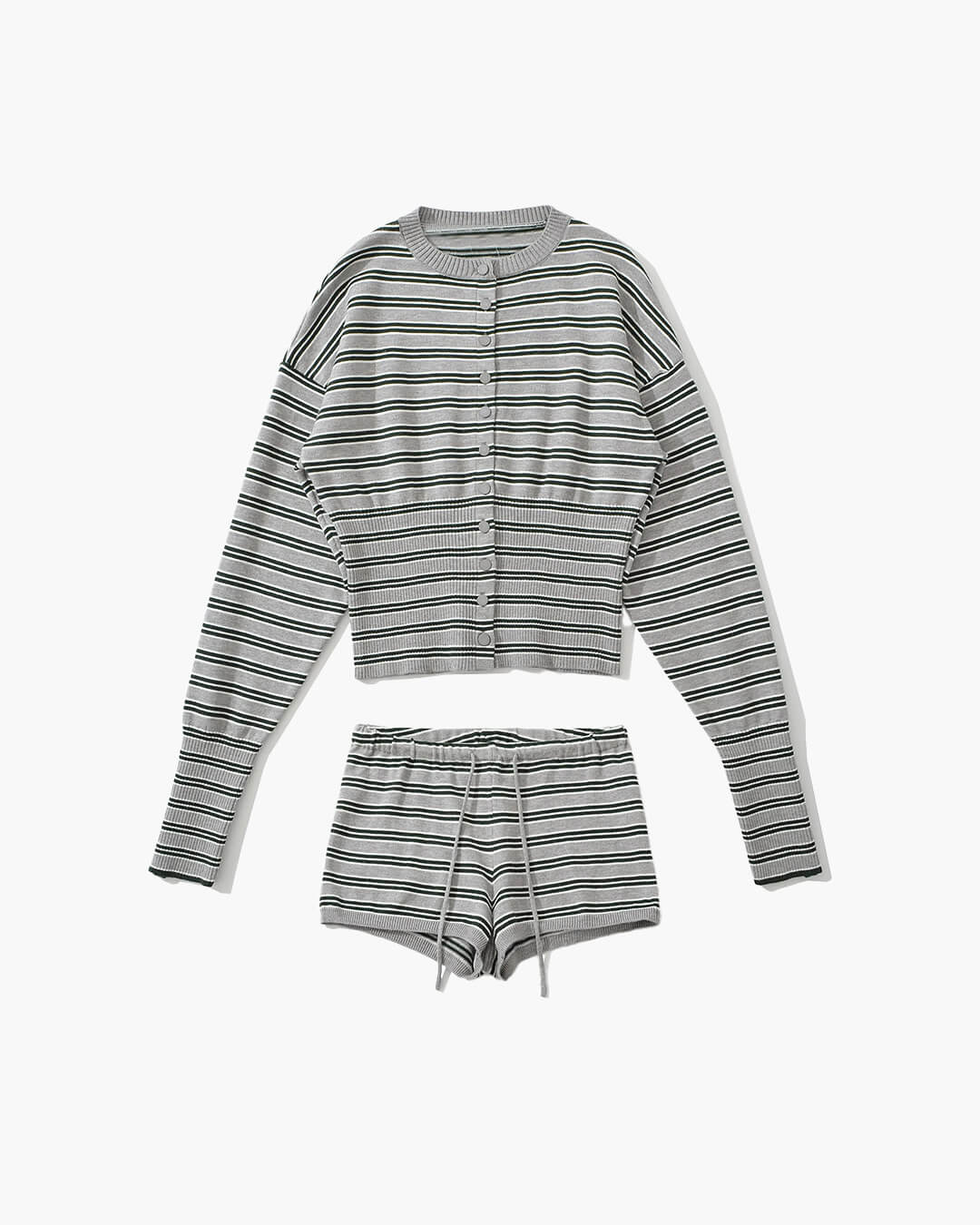 Stephanie | Striped Cardigan Shorts Set