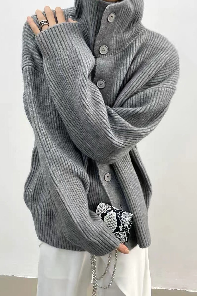 Stella | Ribbed Funnel Neck Cardigan
