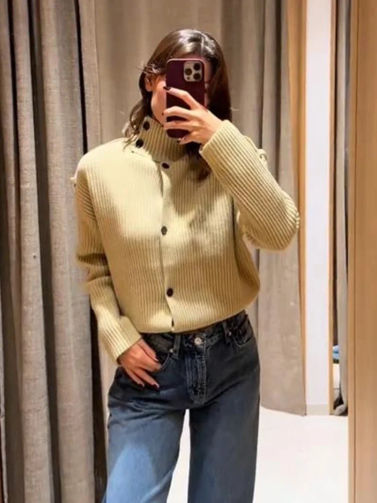 Aimee | Stand Collar Knitted Cardigan