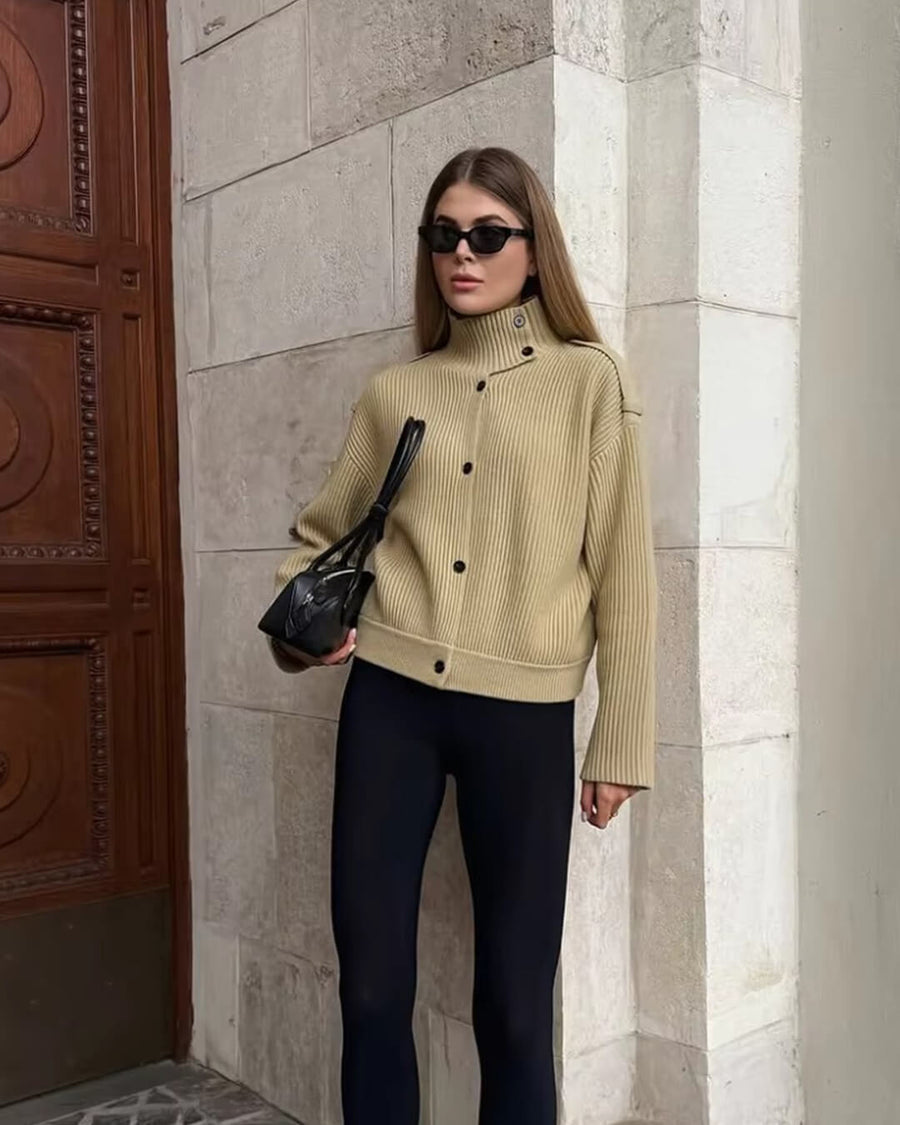 Aimee | Stand Collar Knitted Cardigan