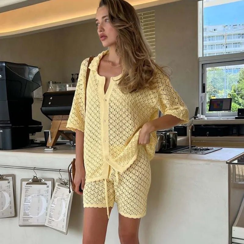 Lydia | Knit Cardigan Shorts Set