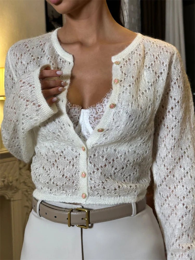 Olive | Sheer Cropped Cardigan