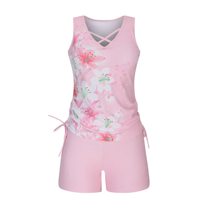 Faith | Boho Print Tankini Set with High-Waisted Shorts