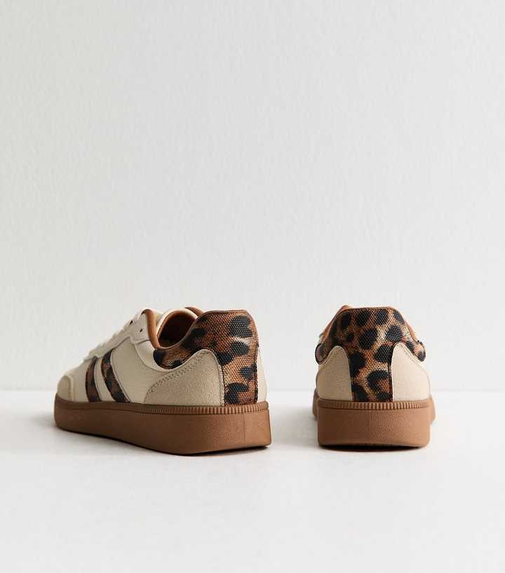CHLOE | PANELLED FAUX SUEDE TRAINERS WITH LEOPARD TRIM