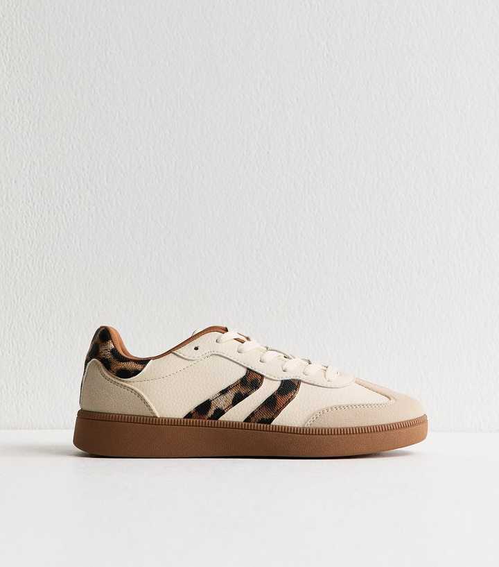 CHLOE | PANELLED FAUX SUEDE TRAINERS WITH LEOPARD TRIM