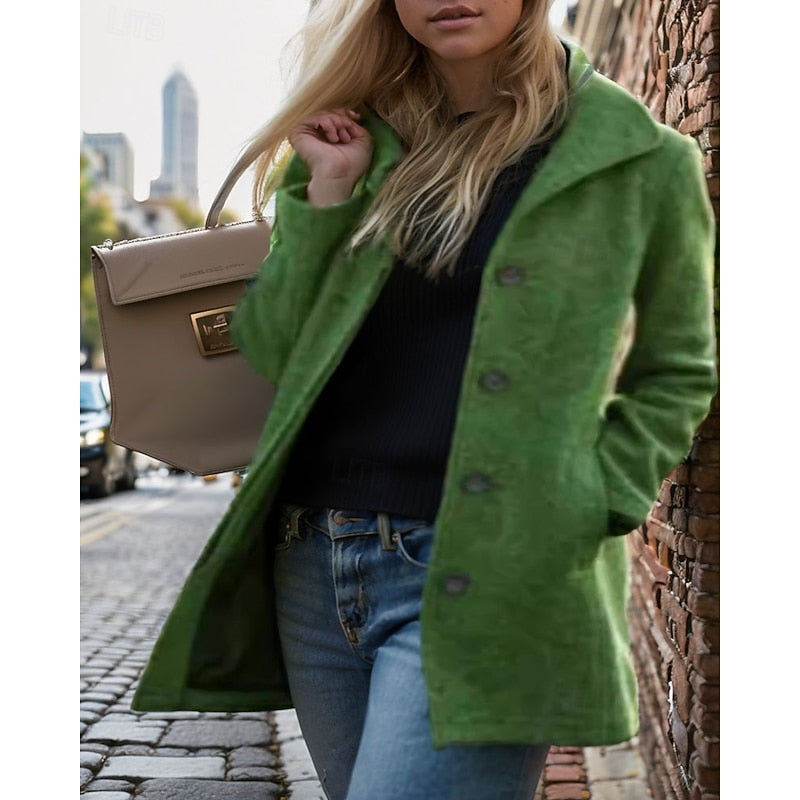 Women's Button-Front Turndown Collar Coat