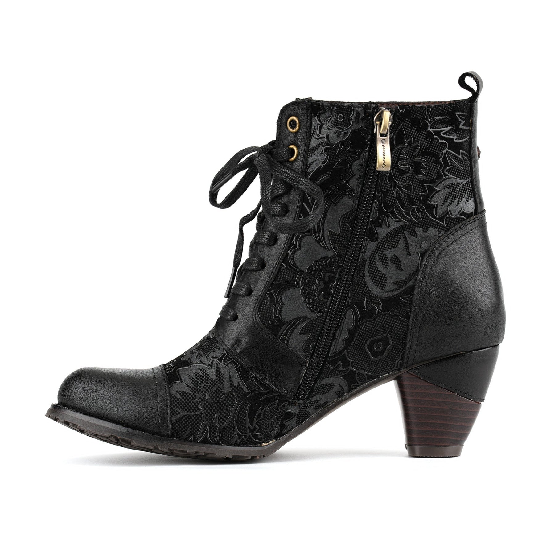 Timeless Grace Floral Lace-Up Ankle Boots