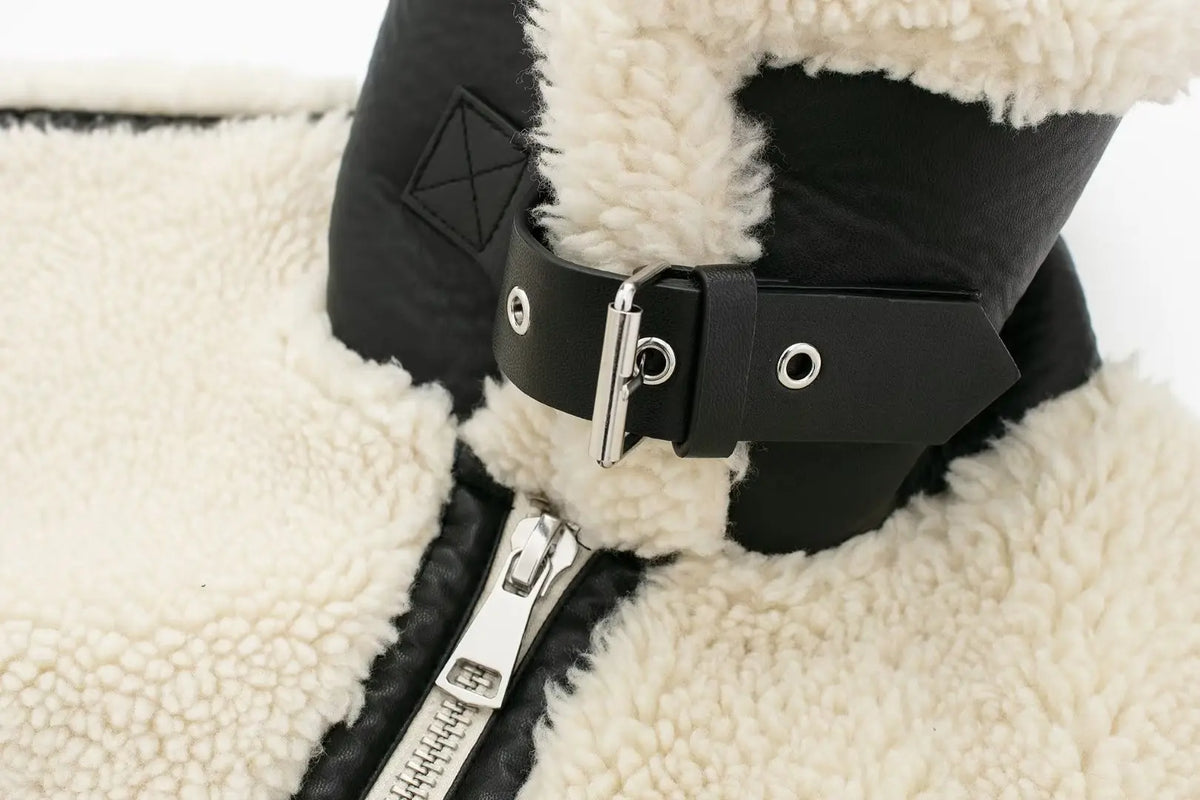 Women's Oversized Teddy Jacket with Contrast Trim